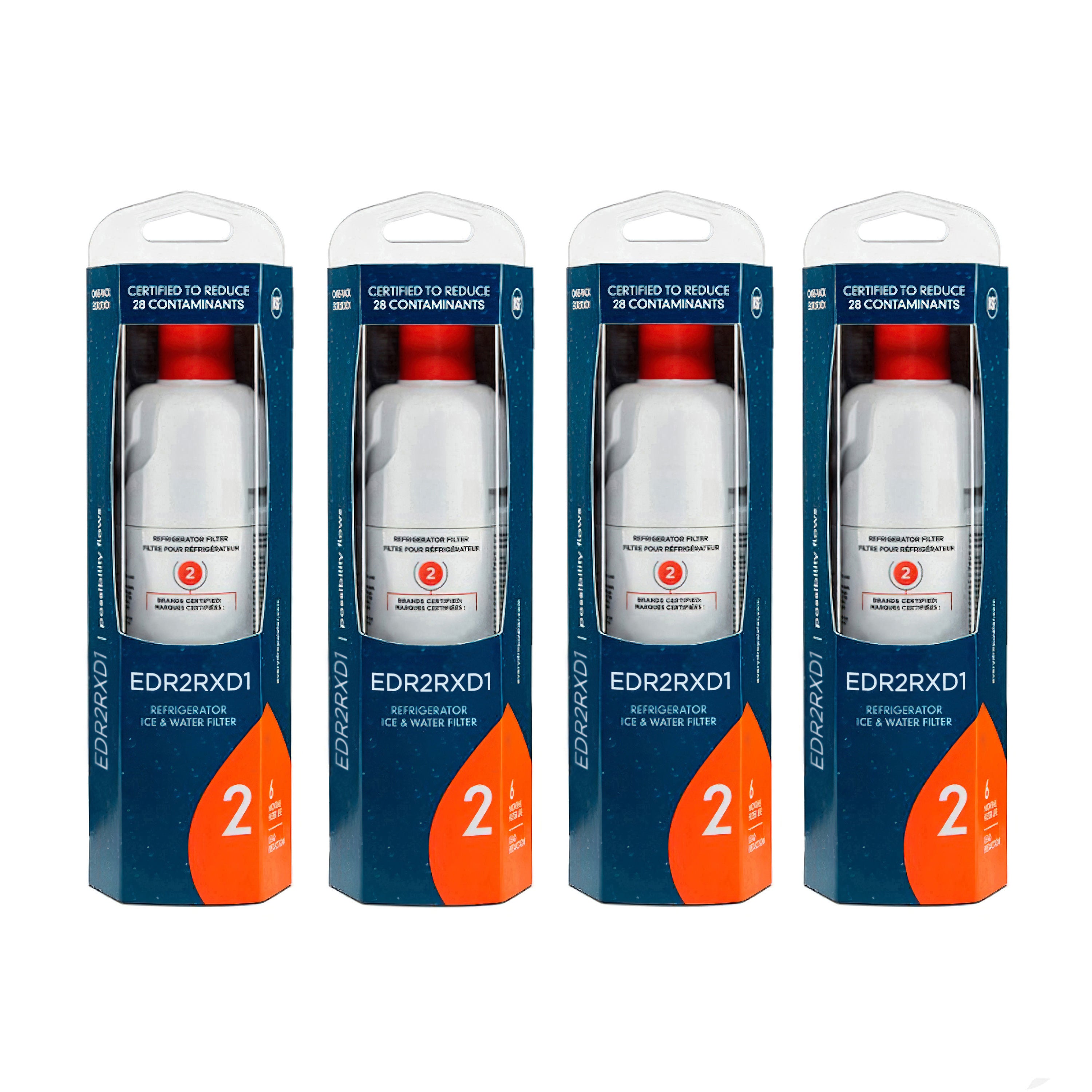 4-pack of EDR2RXD1 EveryDrop filters by Whirlpool, replacement cartridges for refrigerators


